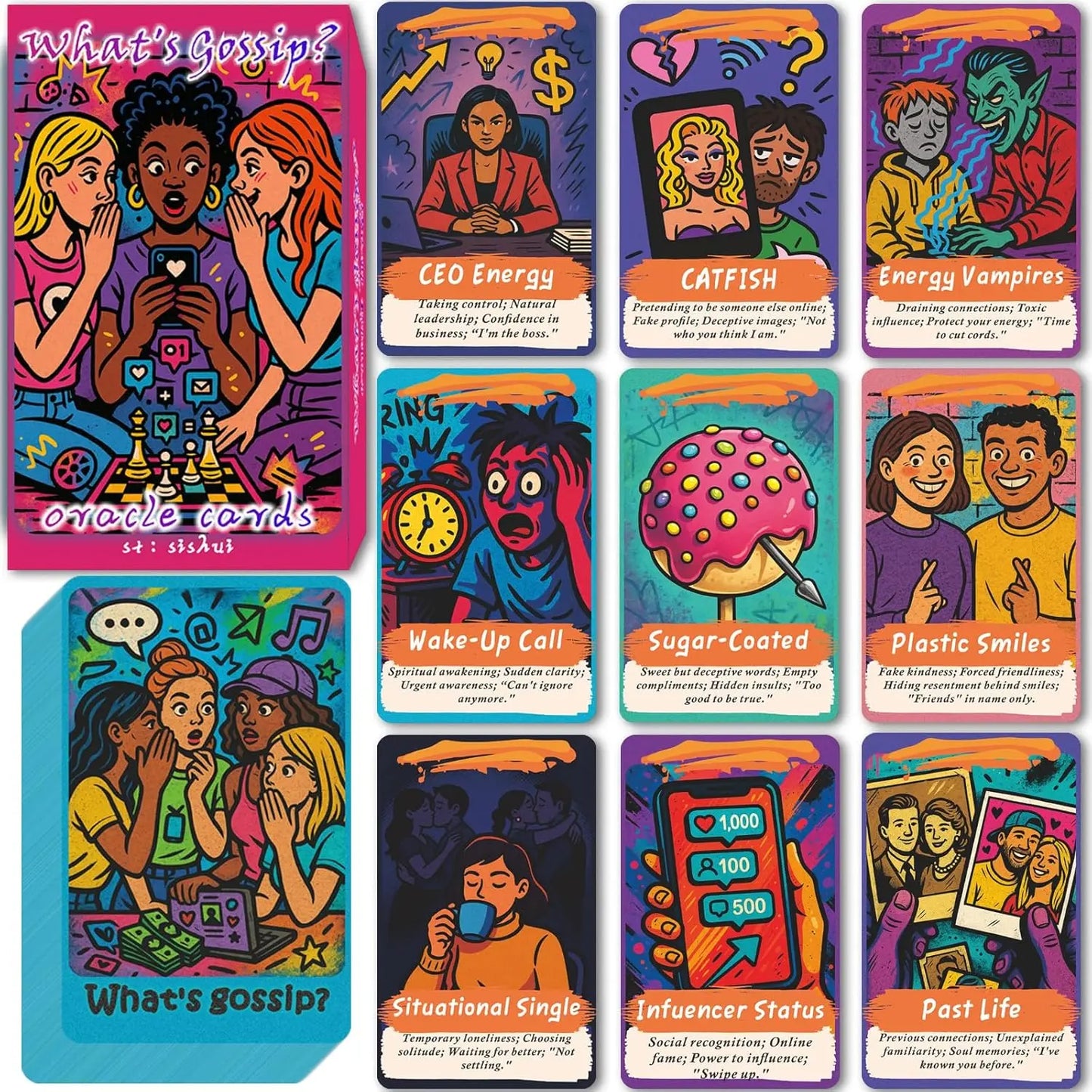 Sishui What Is Bagua? 80 Bagua Tea Oracle Card Deck for Beginners Oracle Card Tarot Set for Karma, Twin Flames, Love, Friendship
