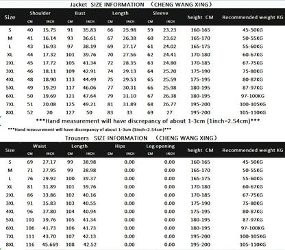 Suit S-8XL (Blazer+ Trousers) Men's Fashion Business Plus Size Gentleman's Casual Shirt for Work Slim-fit Wedding Formal Suit
