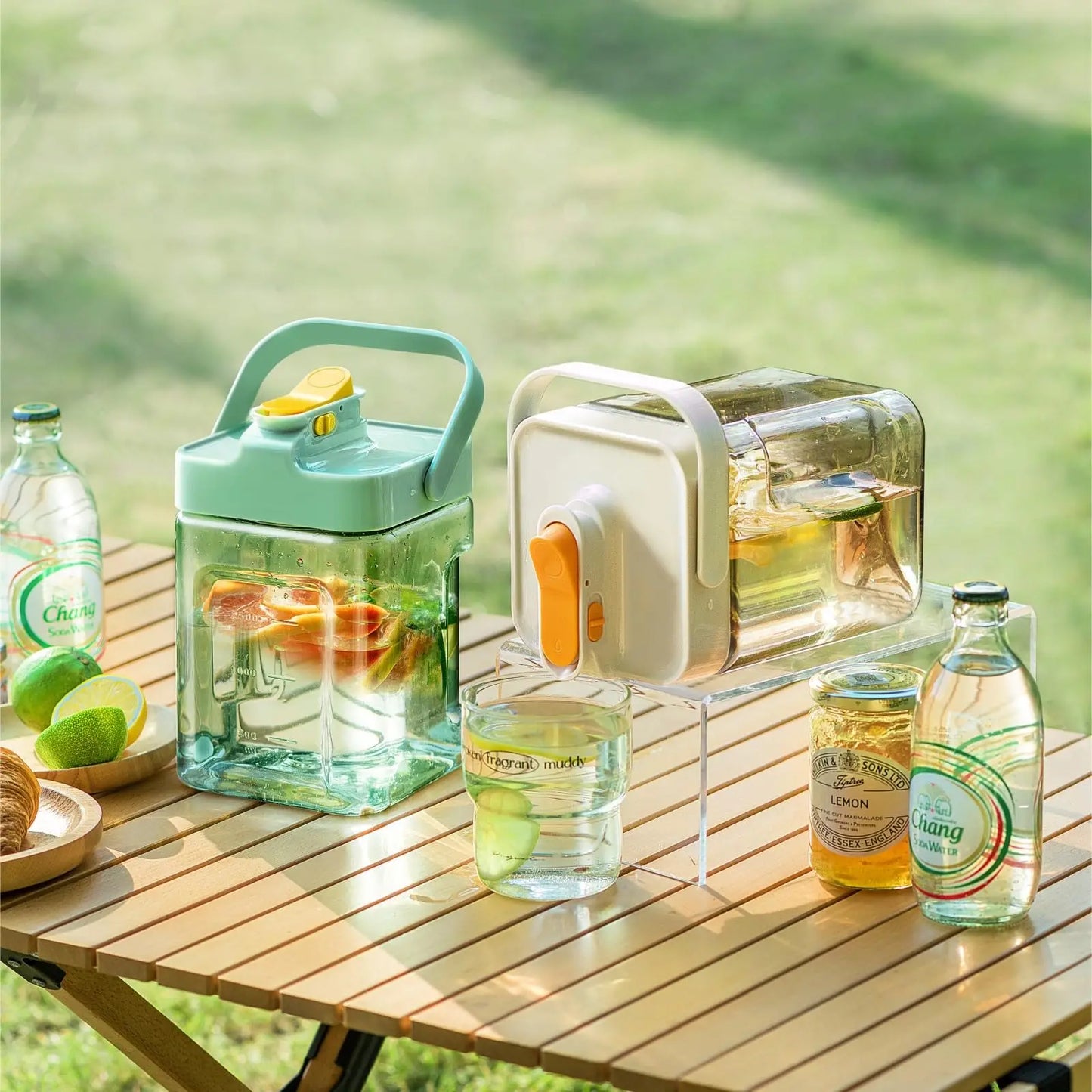 2.3/3.5l Refrigerator Cold Water Bottle With Faucet Large Iced Beverage Dispenser Beverage Juice Dispenser Kitchen Drinkware