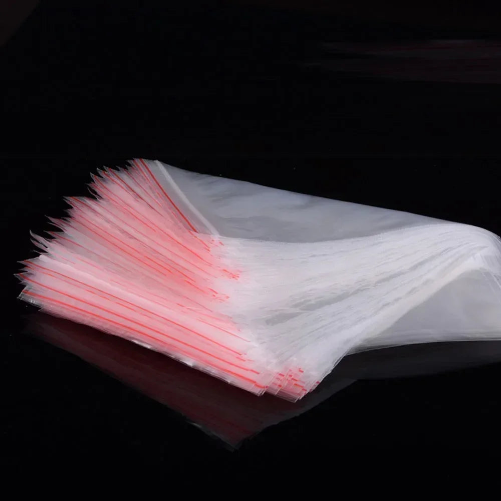 100/200/300pcs Small Zip Lock Plastic Bag Reclosable Transparent Bag Shoe Bag Vacuum Bag Poly Clear Bags Thickness 0.05mm