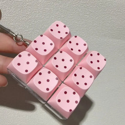 Button Keycap Fidget Keychain 3/4/6/9 Keys Stress Relief Keycap Fidget Toy Polka Dot Pattern with Lights Bag Pendants