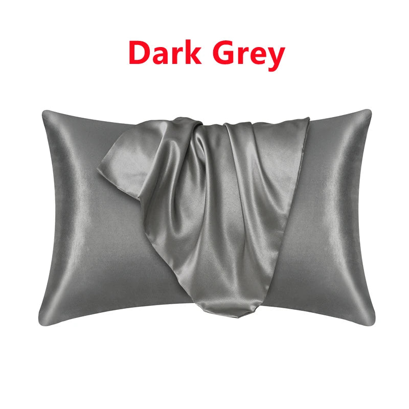 New 2pcs Nordic Pure Emulation Silk Pillowcase White Black Grey Decorative Pillow Covers Luxury Comfortable Home Bedding Cases