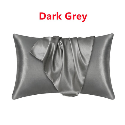 New 2pcs Nordic Pure Emulation Silk Pillowcase White Black Grey Decorative Pillow Covers Luxury Comfortable Home Bedding Cases