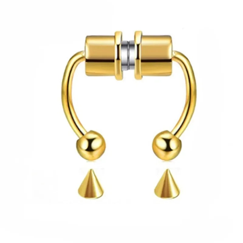 2025 Trendy Piercing Free Magnetic Nose Ring Stainless Steel Horseshoe Non Pierced Goth Punk Fake Hoop Clip on Jewelry Gift