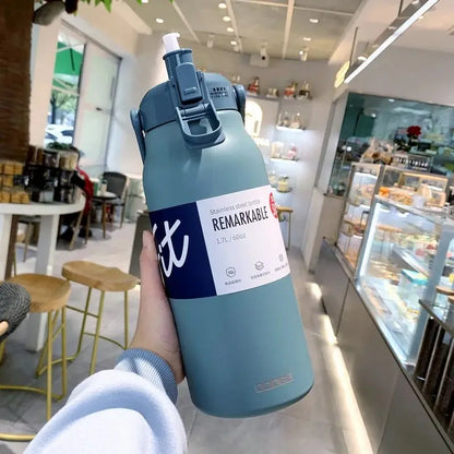 1300ML Large Capacity Thermos Bottle with Straw 316 Stainless Steel Thermal Mug Sports Vacuum Flasks Cold and Hot Water Bottle