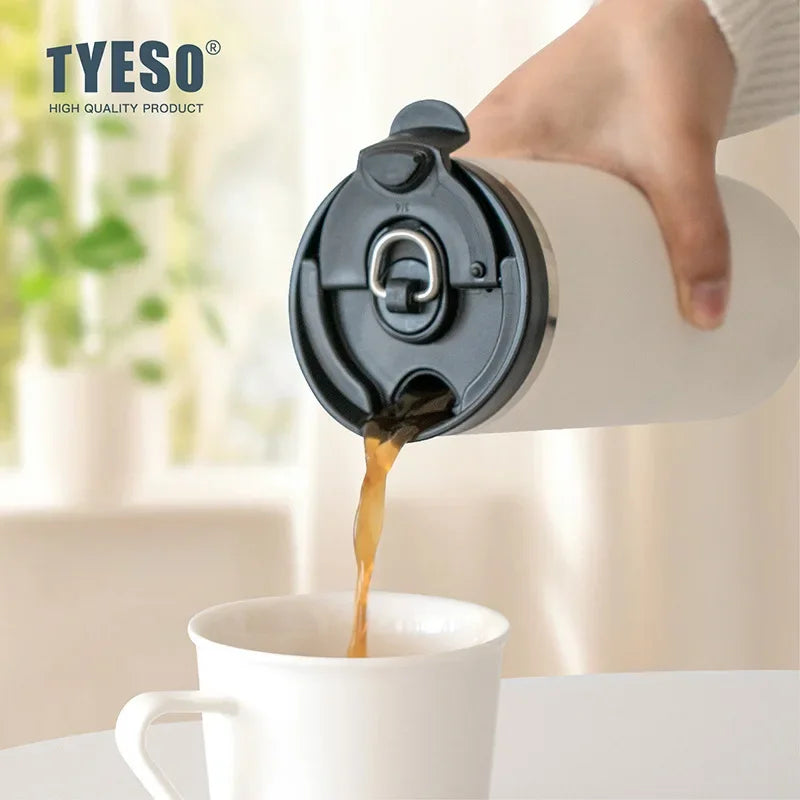 Tyeso French Press Thermoses Travel Mug 304 Stainless Steel Portable Cold Brew Coffee Maker Tea Infuser Double-Wall Insulated
