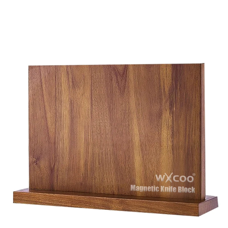 Long Magnetic Knife Block Acacia Wooden Kitchen Knife Holder Kitchen Counter Strong Enhanced Magnets Stands Storage Knife Holder
