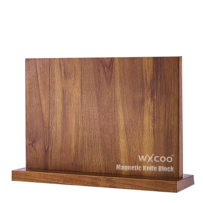Long Magnetic Knife Block Acacia Wooden Kitchen Knife Holder Kitchen Counter Strong Enhanced Magnets Stands Storage Knife Holder