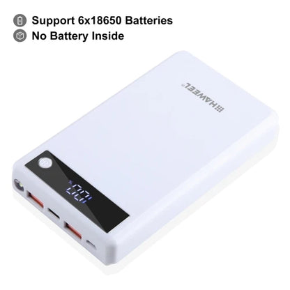 HAWEEL DIY 6 x 18650 Battery 24W Fast Charge Power Bank Box Case with Display Not Include Battery