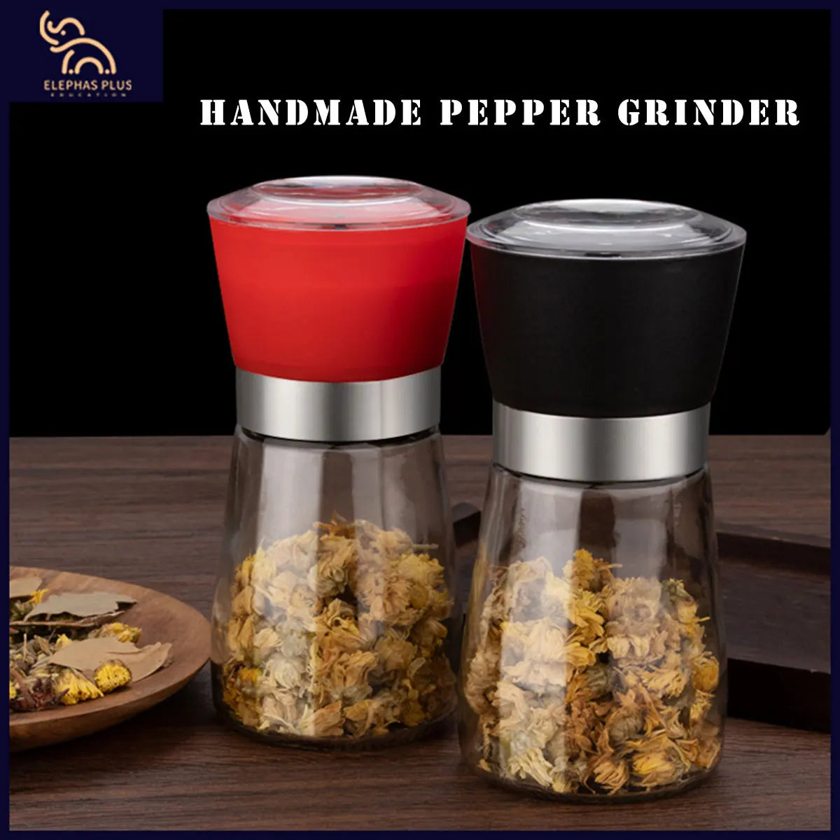 180ML Pepper Grinder Glass Spice Bottle Salt Pepper Mill Manual Spice Grinder Mill Household Kitchen Gadgets