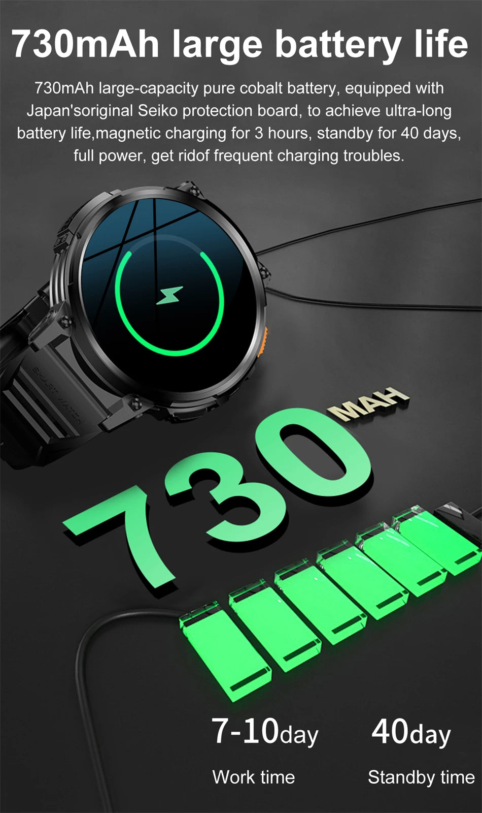 LIGE 1.85-inch AMOLED Smart Watch Men with LED Flashlight IP68 Waterproof Smartwatch 730mAh Bluetooth Call Smartwatches For Men