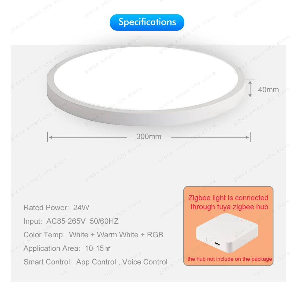 Tuya Zigbee 3.0 Smart Ceiling Light Wifi RGBCW Led Ceiling Lamp Livingroom Home Decoration Smart Lamp For Alexa, Google Home