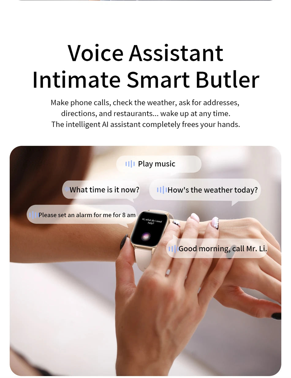 LIGE Smart Watch Answer/Make Call 1.85" Smartwatch for Android iOS Heart Rate Sleep Monitor Pedometer Waterproof Fitness Watches