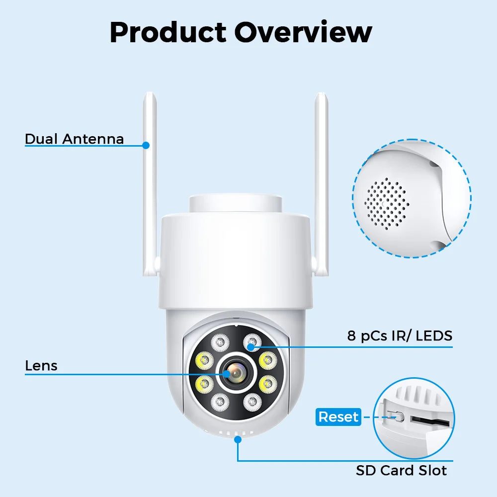 4MP 2K Mini Wifi Camera with 4X Digital Zoom Indoor Night Vision IP Surveillance Camera for Home Security Protection ICsee APP