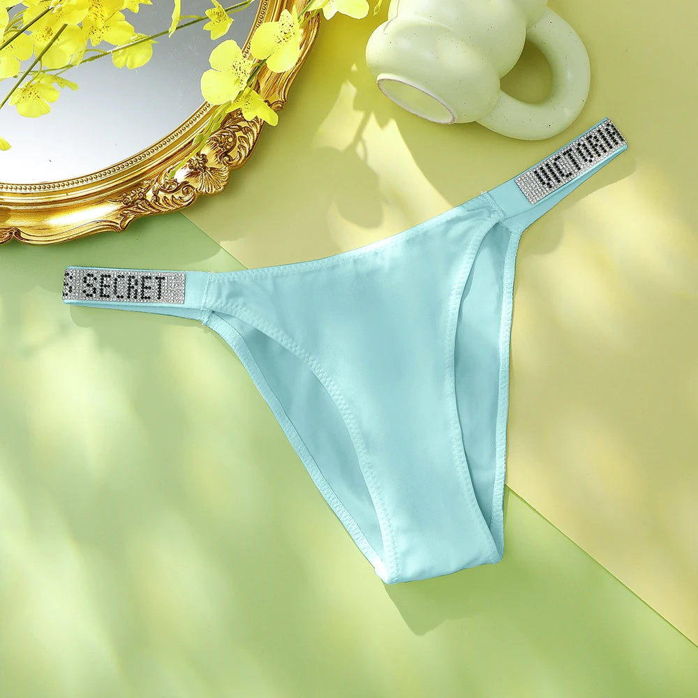 Victoria's Secret Women's Classic Striped Versatile Lace Sexy Panties Shaping Breathable Soft V-Chain Underwear Thong