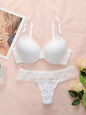 Hot selling women's sexy embroidered lace bra set with steel ring gathering push up and seamless thong set B6064