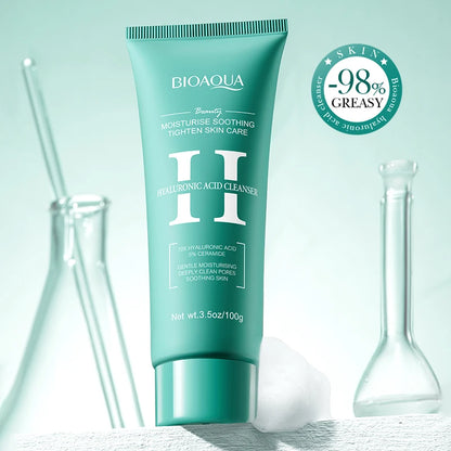 BIOAQUA Hyaluronic Acid Facial Cleanser Anti-aging Face Wash Foam Deep Moisturizing Pore Cleansing Daily Skin Care