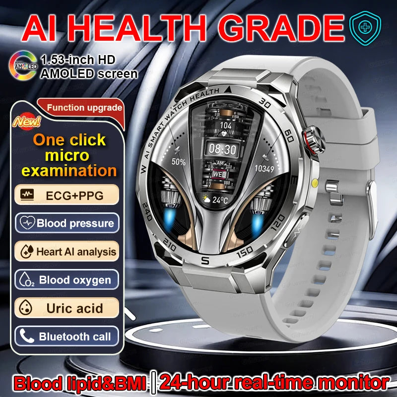 Smartwatch ECG High-End dla mężczyzn Ciśnienie krwi Lipidy Tlen we krwi Analiza ciała Kwas moczowy Monitor Zdrowia Smartwatch dla mężczyzn i kobiet