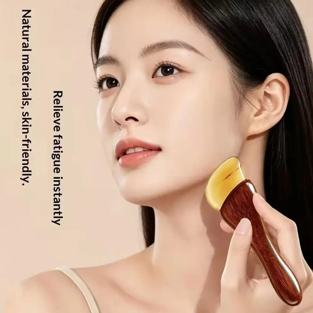 Natural Facial Beauty Massager Lotus Seedpod Brass Bead Rosewood Gua Sha Tool Non-Irritating for Gentle Face Lifting Massage