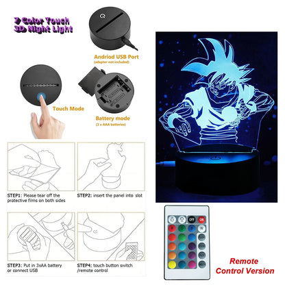 Dragon Ball Z Anime Figures Goku Vegeta Gohan Broly 3D Lamp PVC Action Figures Toys for Children Trunks Buu Super Saiyan Gifts