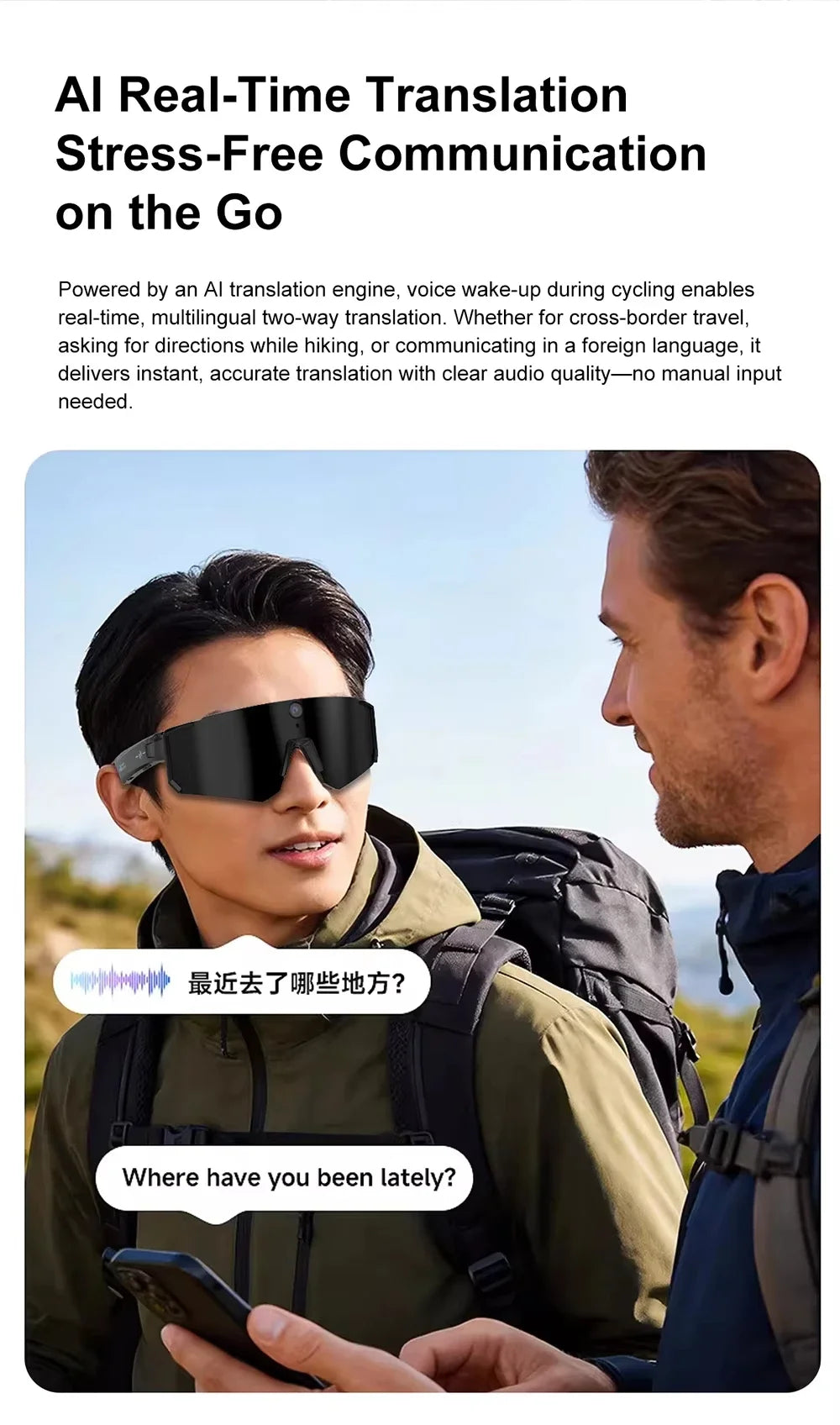 Lenovo 1600w AI Smart Camera Glasses Anti-shake 1080P Video Photo Cycling Sport ChatGPT Sunglasses DualMic 32GB Windproof Goggle