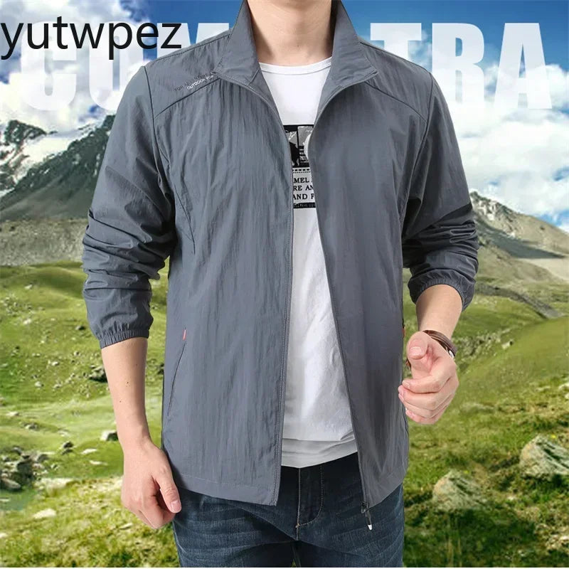 Men Pocket UPF50+ Uv Sun Protection Jacket Summer Quick Dry Outdoor Hiking Sport Windbreaker Sunscreen Skin Coat Camping Fishing