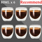 80ML Double Wall Glass Cup 1/12PCS Transparent Handmade Heat Resistant Tea Drink Whisky Wine Set Espresso Coffee Milk Mugs Gift