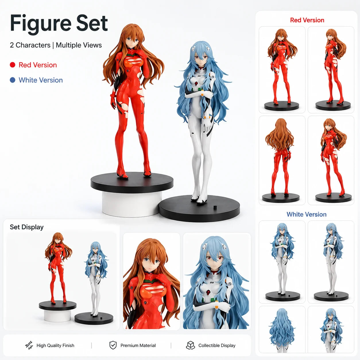 Hot Genesis Evangelion Anime Figure EVA Ayanami Rei Asuka Two-Dimensional Model Chassis Desktop Ornament Gift Doll Toys