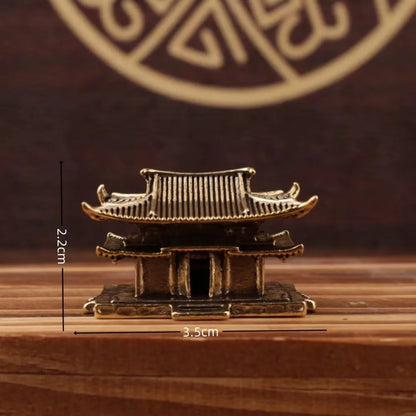 Retro Brass Micro Landscape Chinese Rockery Ancient Pavilion Ancient Architecture Miniature Model Bonsai Fish Tank Decoration