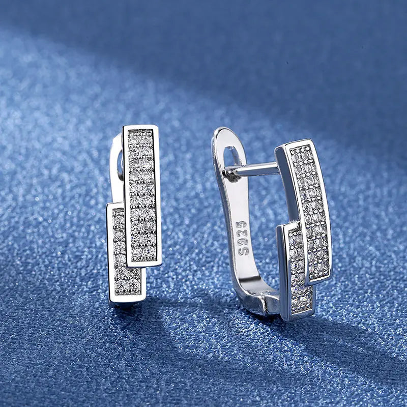 925 Sterling Silver Earrings Jewelry High Quality Retro Simple Pattern Purple White Zircon Earrings Hot Sale