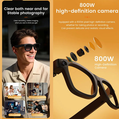 2026 New Smart Glasses 800W HD Camera AI All Things Recognition Recording and Video Calling Real-time Translation Smart Glasses