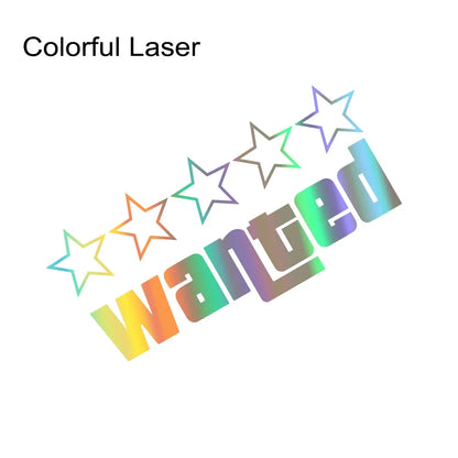 Wanted Reflective Laser Car Funny Stickers Auto Vinyl Film Decals For Car Bumper Windows Motorcycle Laptop Walls