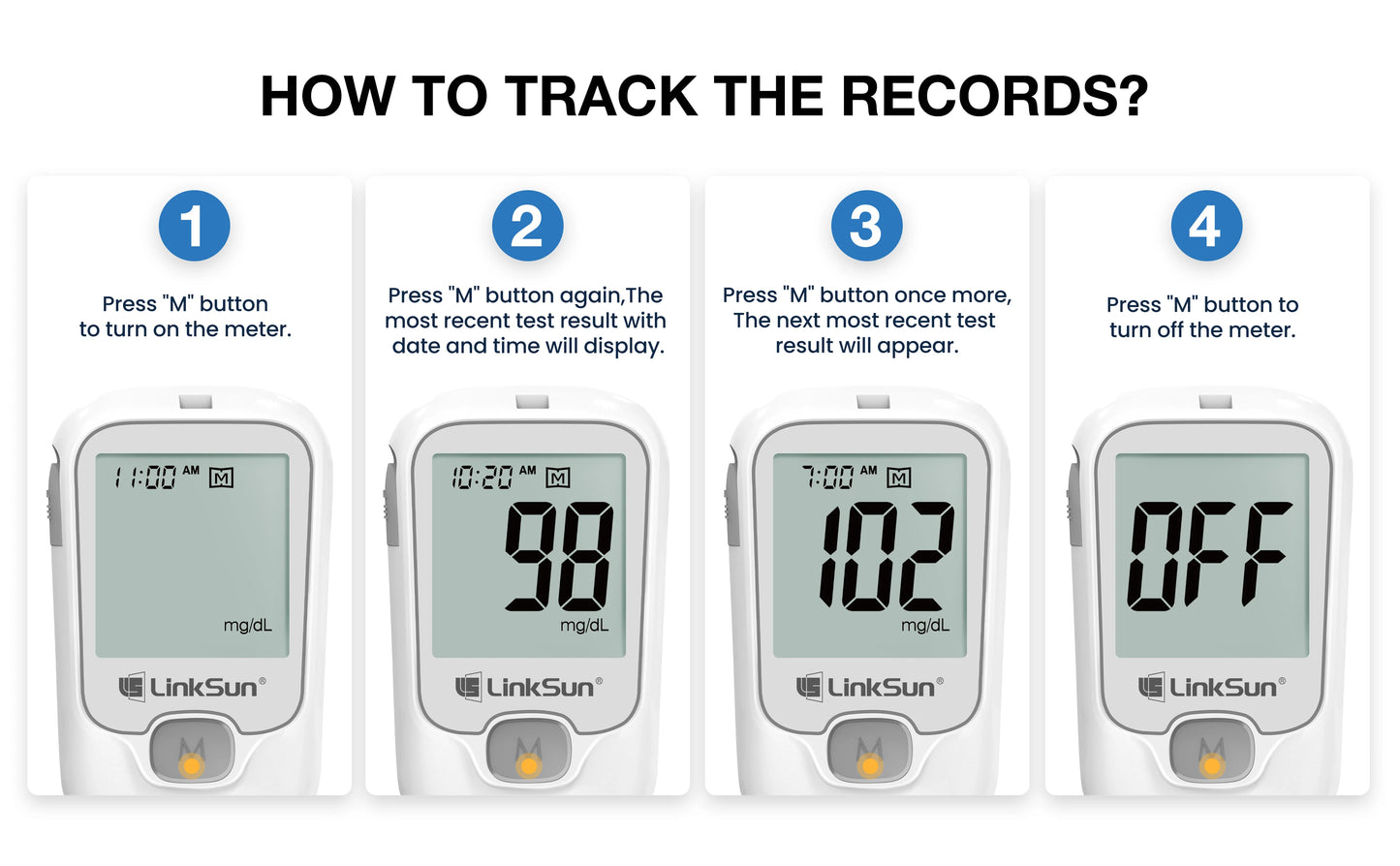 LinkSun G-425-1 Blood Glucose Meter Kit 50/100pcs Test Strips Lancets for Diabetes Monitor Digital Glucometer Blood Sugar Meter