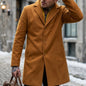 Men's Jackets Single-Button Mid-Length Windbreaker | Classic Solid Color Streetwear Jacket | Office Outerwear Windproof For Man