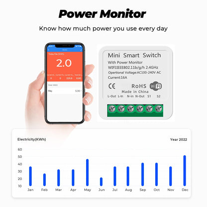 Smart Home Zigbee WiFi Smart Switch with Power Monitor 16A Tuya Light Switch Module DIY Breaker Relay Voice for Alexa Google