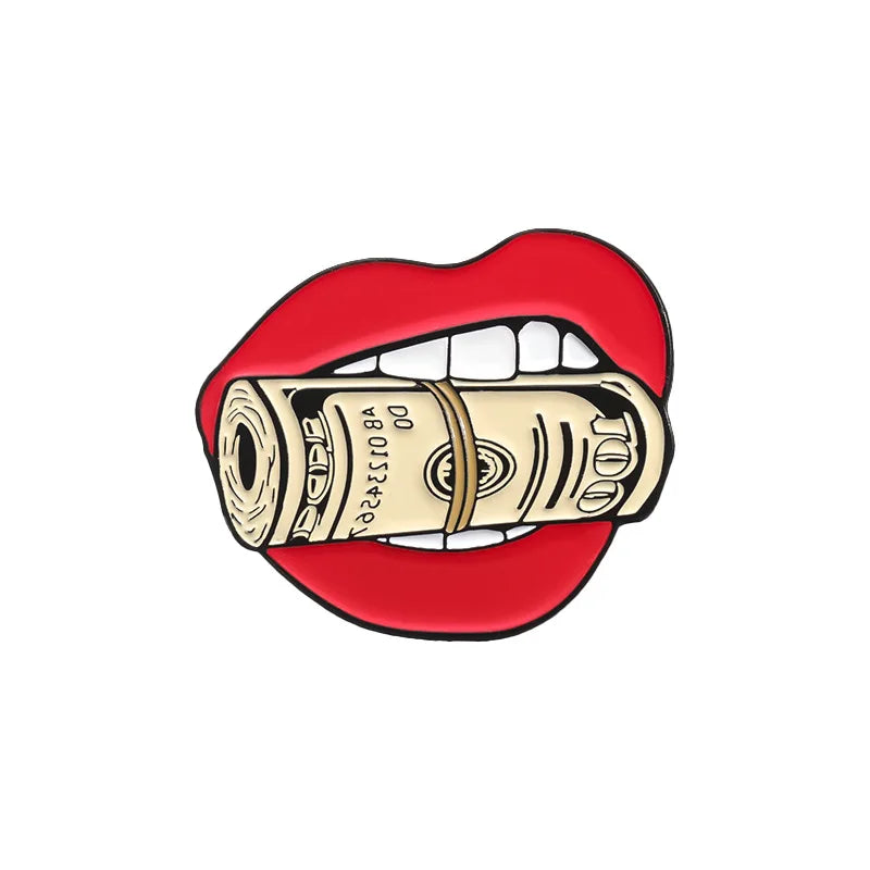 Creative US Dollar Money Enamel Pins Collection Cartoon Banknote Get Rich Brooch Backpack Lapel Metal Badge Fun Jewelry for Gift