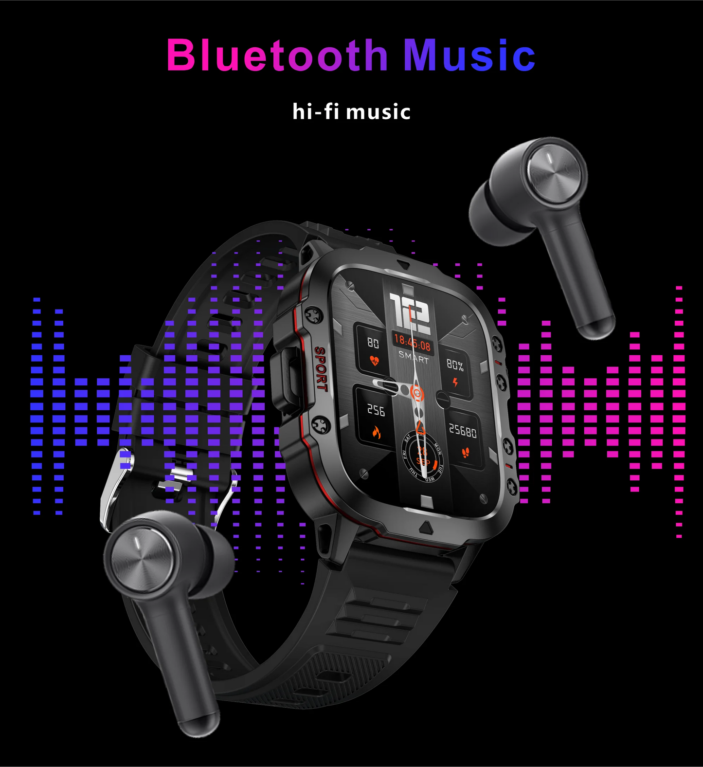LIGE Outdoor Men's Sports Smart Watch 2.01 inch HD Screen Fitness Monitor Bluetooth Call Smartwatch For Men Women Holiday Gifts