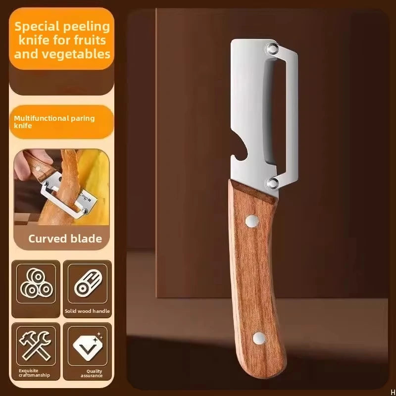 2PC Set Kitchen Peeler Stainless Steel Vegetable Peeler Wooden Handle For Peeling And Slicing Fruits And Vegetables Kitchen Tool