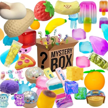 &100+Pcs Surprise Box Toys Novelty Stress Relief Assorted Squishy Figures Blind Box Fun Mystery Fidget  Stress Relief Surprise