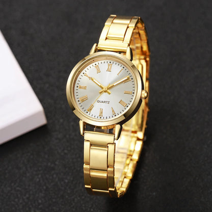 2026 6pcs/set Elegant Women Quartz Watch Fashion Simple Dial Ladies Wristwatch Rhinestone Jewelry Set Reloj Mujer（Without Box）