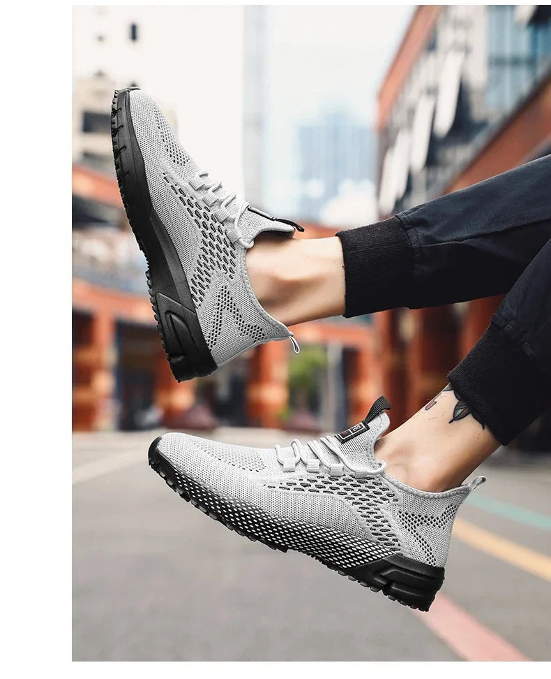 YRZL Running Shoes Men Comfortable Lightweight Grey Walking Sneakers Breathable Air Mesh Non Slip Casual Tennis Shoes for Men