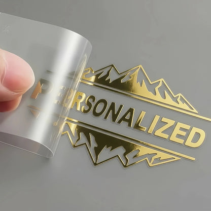 100PCS Stickers Custom Metal Gold Personalized Stickers Logo 3D UV DTF Customized Transfer Sticker Wedding Labels Waterproof