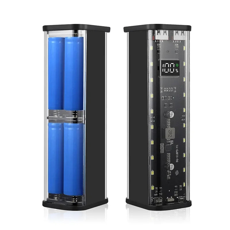 8*18650 Power Bank Case 22.5W Fast Charging USB C Battery Storage Box Transparent DIY Shell for iPhone Xiaomi Samsung
