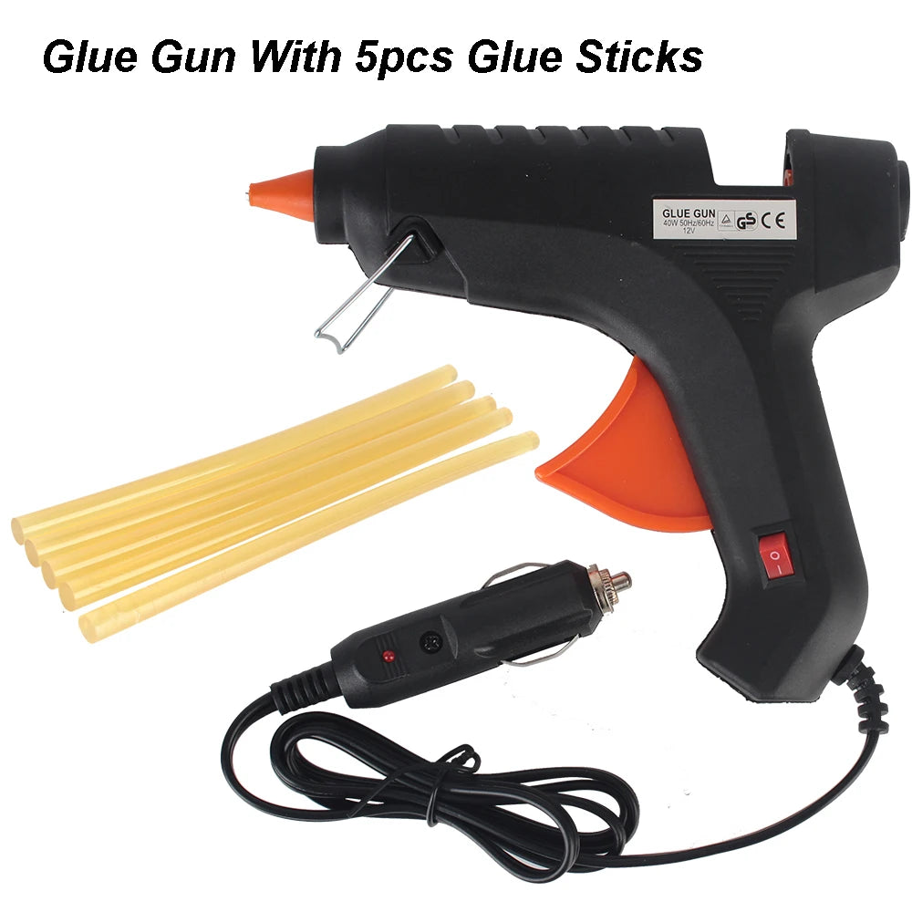 5 sztuk klej w sztyfcie 11mm 12V 40W Pistolet Do Klejenia Na Gorąco Zestaw Narzędzi Do Usuwania Wgnieceń Samochodowych Wtyczka Do Zapalniczki Samochodowej Akcesoria Do Naprawy Garażu Ciężarówki