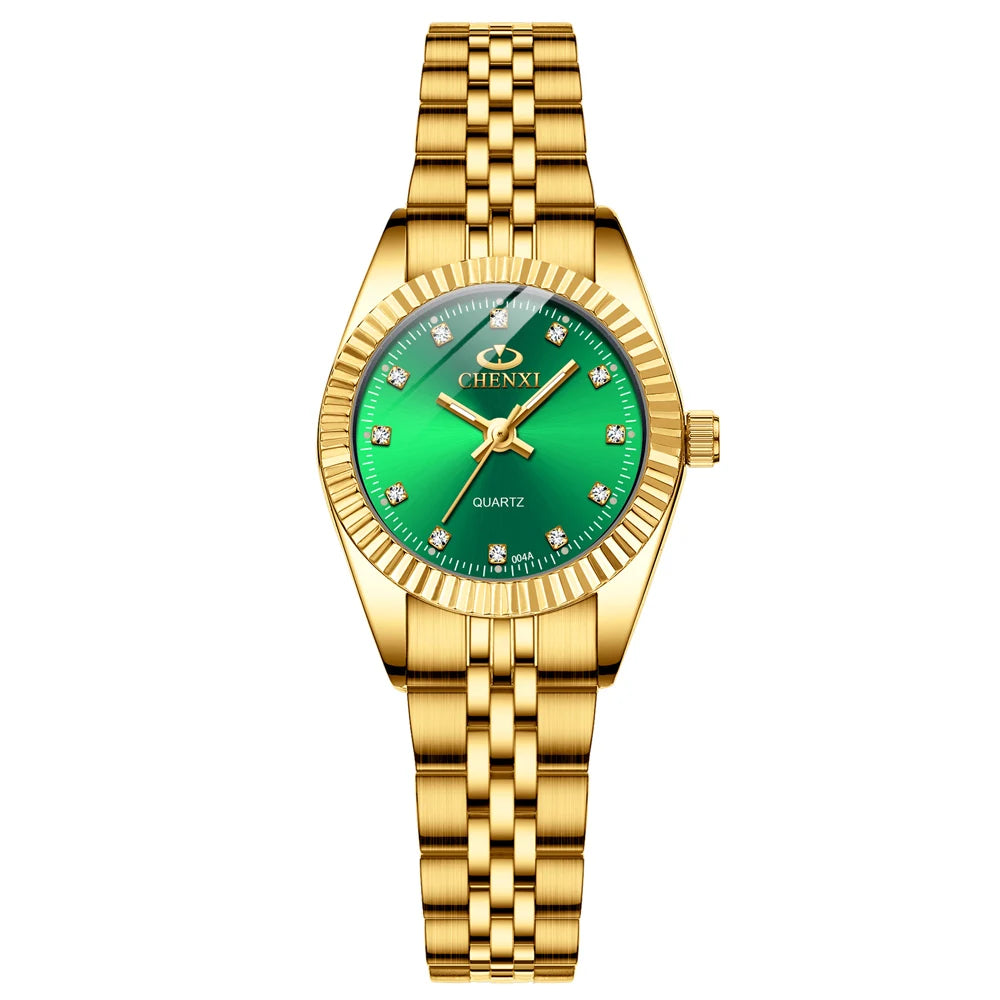 CHENXI Hot Sale Luxury Women's Golden Stainless Steel Small Dial Watch Quartz Charm Dress Trendy Wristwatch for Fashion Lady