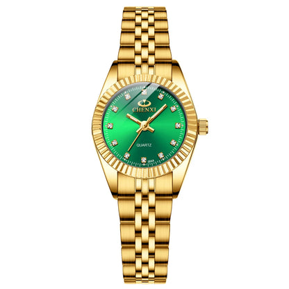 CHENXI Hot Sale Luxury Women's Golden Stainless Steel Small Dial Watch Quartz Charm Dress Trendy Wristwatch for Fashion Lady