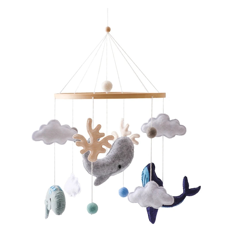 Baby Mobile Crib Bed Bell Musical Rattles Toys Soft Felt Cartoon Animal for Infants Nursery Mobiles Forest Animals Crib Toys