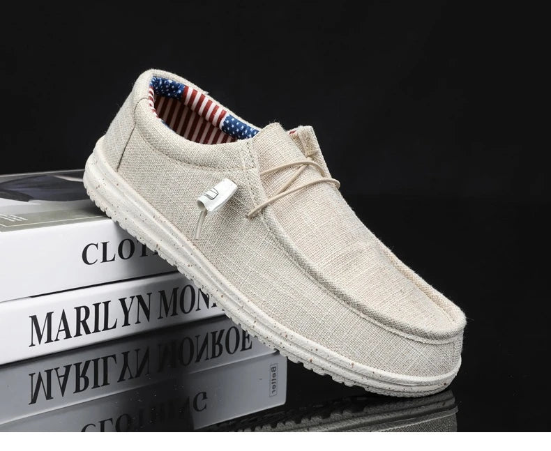 Men's Loafers Shoes Slip-on Easy To Put on Take Off Comfortable Breathable Casual Lightweight Low-Top Men's Canvas Shoes