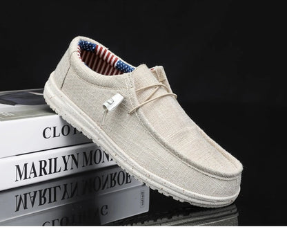 Men's Loafers Shoes Slip-on Easy To Put on Take Off Comfortable Breathable Casual Lightweight Low-Top Men's Canvas Shoes