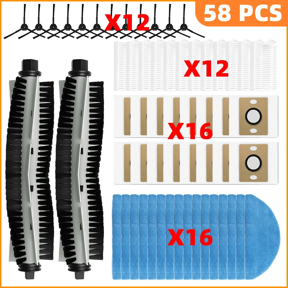 Compatible For iLife A30 Pro Robot Vacuum Cleaner Replacement Parts Kit Main Brush Side Brush HEPA Filter Mop Cloth Dust Bag